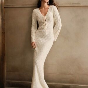 SHEIN Cream Knit Maxi Dress